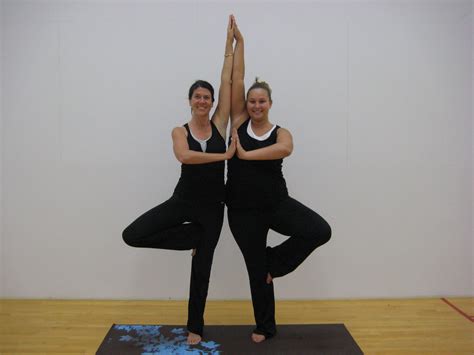 Tree Pose With Different Arms Partner Yoga Yoga Poses For Two Easy