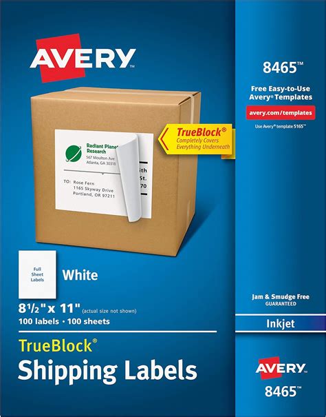Avery® White Full Sheet Labels For Inkjet Printers With Trueblock