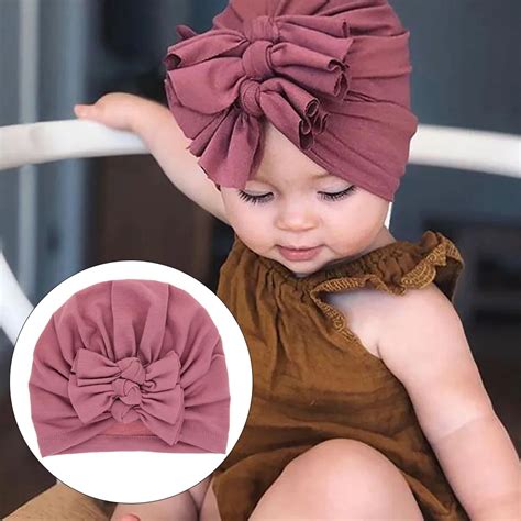 Infant Baby Girls Bow Hat With Solid Color High Elasticity Casual