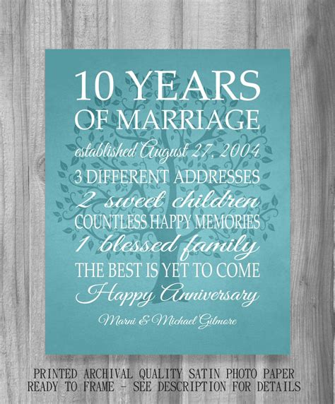 Wedding anniversary gifts for him, paper, canvas, 10 year anniversary, 10th 20 year, 15 year anniversary gift for men, guys his or hers. 10 Year Anniversary Gift Print Wedding Anniversary