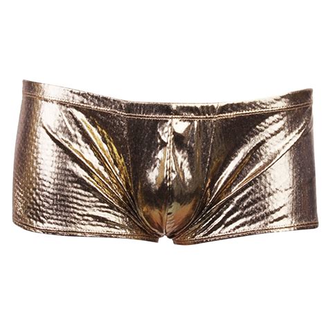 Buy Mens Shiny Low Rise Boxer Briefs Stretch Underwear Thong Metallic