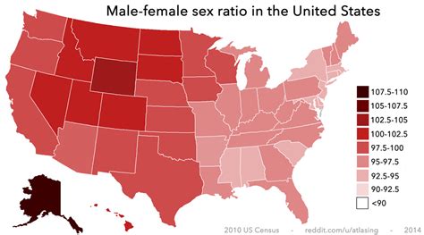 Male Female Sex Ratios Across The United States 2010 Oc 1800x1000 Mapporn