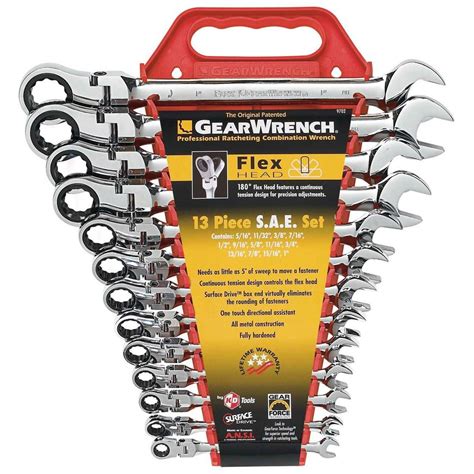Gearwrench Sae Reversible Combination Ratcheting Wrench Set 13 Piece