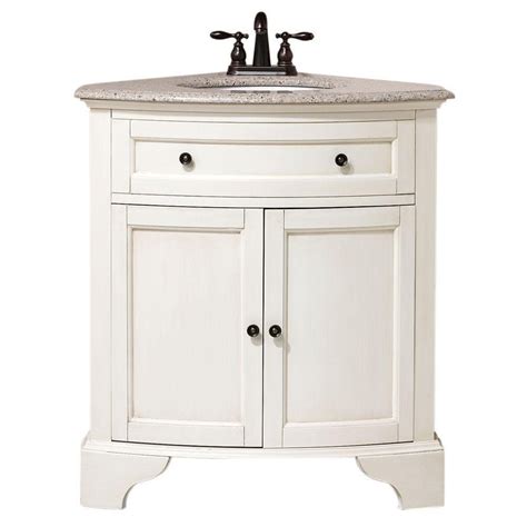 We love this modern bathroom sink vanity which will soon become the centerpiece of your bathroom. Bathroom: White Corner Bathroom Vanity With Thomasville ...
