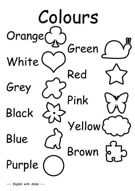 Resultado De Imagen De Colour Worksheet Learning English For Kids