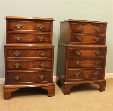 Antiques Atlas Pair Burr Walnut Bedside Chest Of Drawers