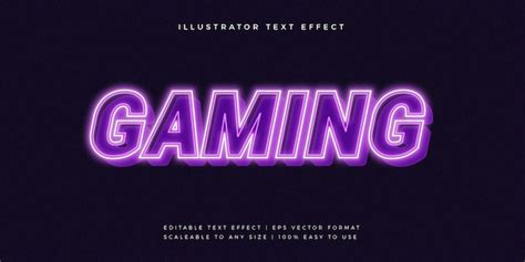 Neon Gaming Text Style Font Effect Premium Vector
