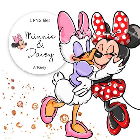 Minnie Mouse Daisy Duck Best Friends Forever Hand Drawn Clip Etsy