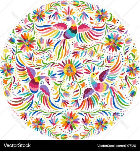 Mexican Embroidery Round Pattern Royalty Free Vector Image