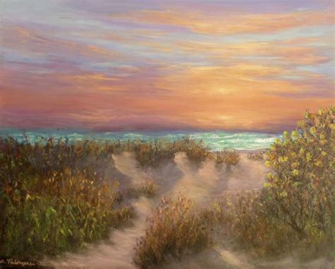 Beautiful Painting Sunrise Over The Sea Coastal Painting Beach