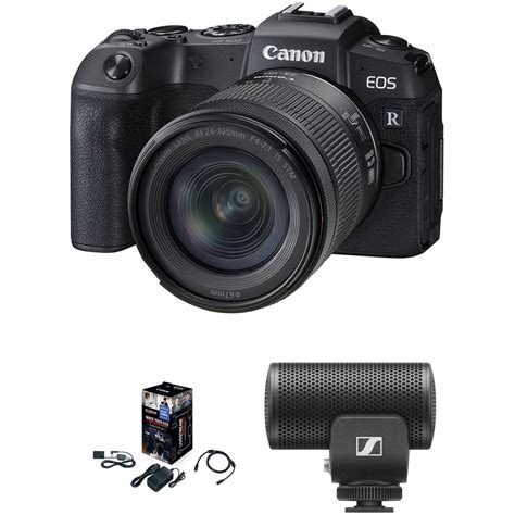 canon eos rp mirrorless camera with 24 105mm lens microphone