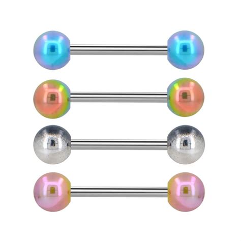 4pcs 14 gauge glitter ball barbell tongue ring piercings set oufer body jewelry tongue rings