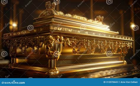 Sacred Relic: Glowing Ark Illuminated in Ancient Temple Stock