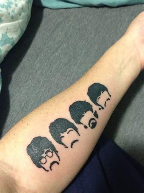 The portrait of the beatles' members looks quite real. beatles tattoo - Google Search | Beatles tattoos, Forearm ...