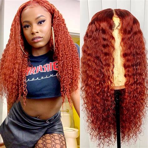 Alipearl Ginger Wigs Pre Plucked Ginger Lace Front Wigs Human Hair 200