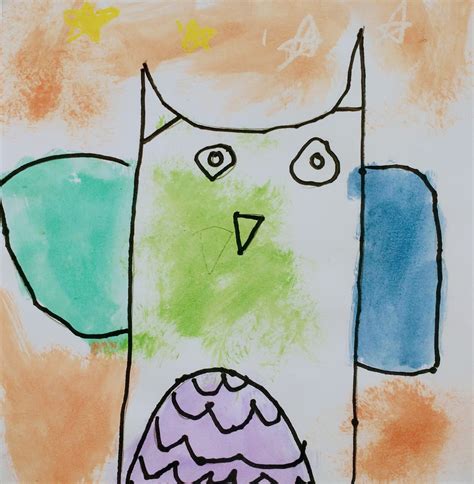 Eliza Bohl Sweet Owl Marker Crayon Watercolor The Cheboygan Opera House