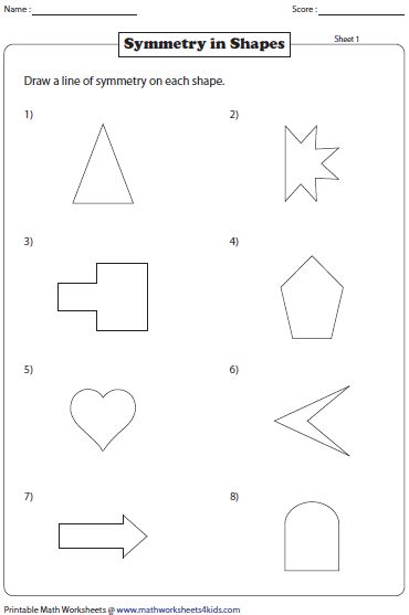In the first worksheet, students draw the lines of symmetry. Symmetry Worksheets