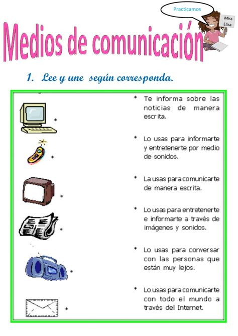 Medios De Comunicación Free Online Worksheet Elementos De La
