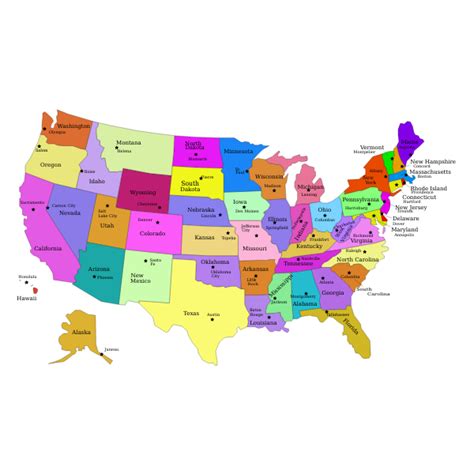 United States Map With Capitals Free Svg