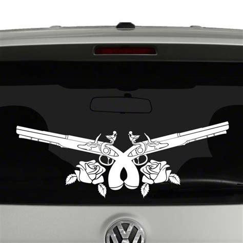 Guns And Roses Crossed Pistols With Roses Vinyl Decal Sticker