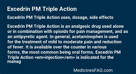 Excedrin Pm Triple Action Uses Dosage Side Effects Faq Medicinesfaq