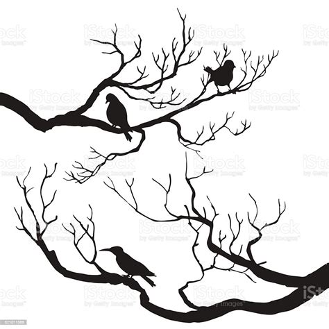 Birds At Tree Silhouettes Stock Illustration Download Image Now