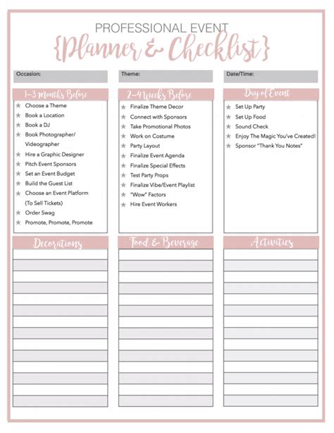 The Power Of Using An Event Planning Checklist Free Printable
