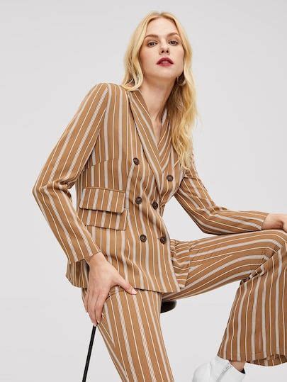 double breasted placket striped blazer shein stripe outfits blazer outfits blazer suit