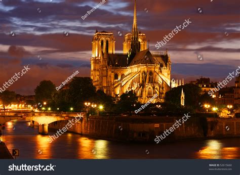 Notre Dame Cathedral Paris Sunset Stock Photo Edit Now 52615660
