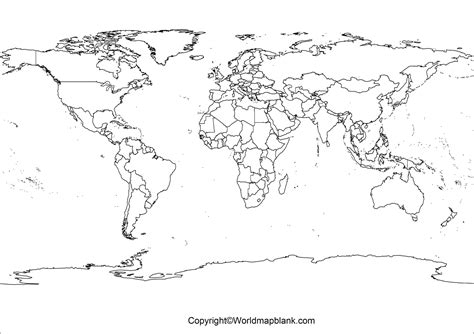 Printable Blank World Map Outline Transparent Png Free