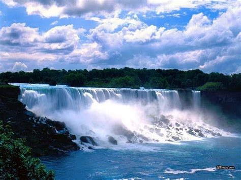Niagara Falls Water Waterfall Nature Trees Clouds Hd Wallpaper