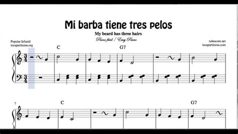 Si te has decidido a empezar a estudiar piano, este es tu método. Mi barba tiene tres pelos Partitura de Piano Fácil para ...