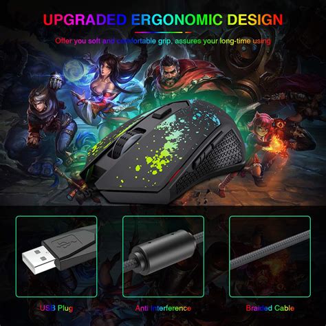 Bengoo Gaming Mouse Wired Usb Ergonomic Computer Mice With Chroma Rgb