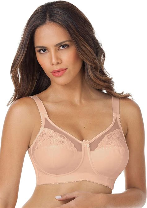 Elila Womens Plus Size Embroidered Wireless Bra 44 F Nude At Amazon Womens Clothing Store Bras