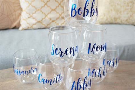 Personalized Stemless Plastic Wine Glass Sustainable Etsy