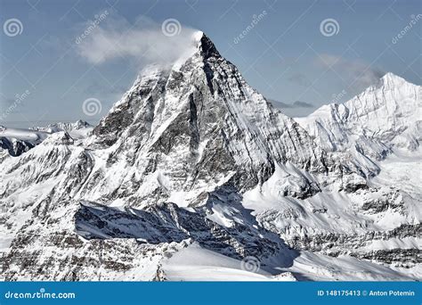 Great View Of Matterhorn East Facefrom Zermatt Stock Image Image Of