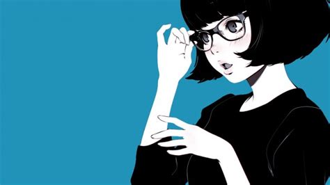 Wallpaper Anime Girl Short Hair Glasses Semi Realistic