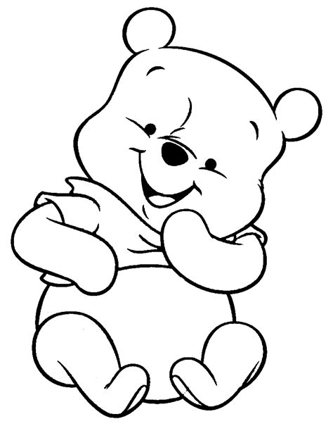 Baby Winnie The Pooh Thinking Coloring Pages Coloring Cool