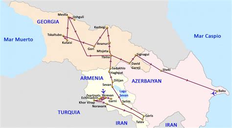 Dentro del mapa de azerbaiyán destaca en su geografía sus regiones cordilleras y costas, ideales para que los amantes del ecoturismo lo visiten. Rutas10 | Ruta Armenia, Georgia, Azerbaiyán - 21 días