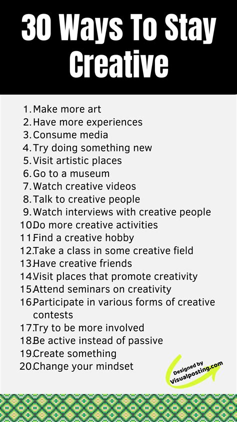 30 Ways To Stay Creative Creativity