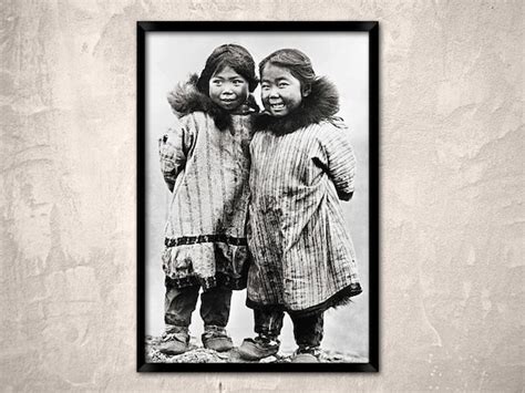 Two Inuit Children Nome Alaska Year 1900 Photo By Lomen