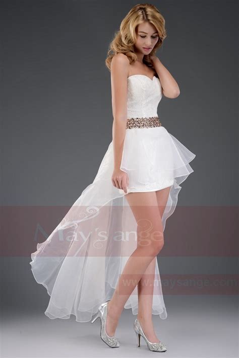 Asymetric White Sexy Dress With Golden Belt For Cocktail Party Free