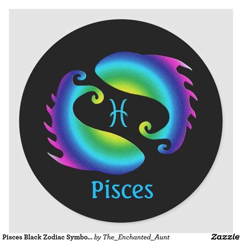 Pisces Black Zodiac Symbol Fish Classic Round Sticker