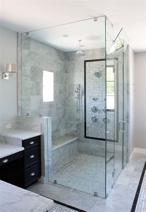 oversized shower with rain shower head and full glass enclosure big shower best bathroom