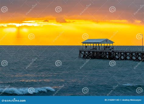 People On Henley Beach Jetty At Sunset Editorial Stock Photo Image Of