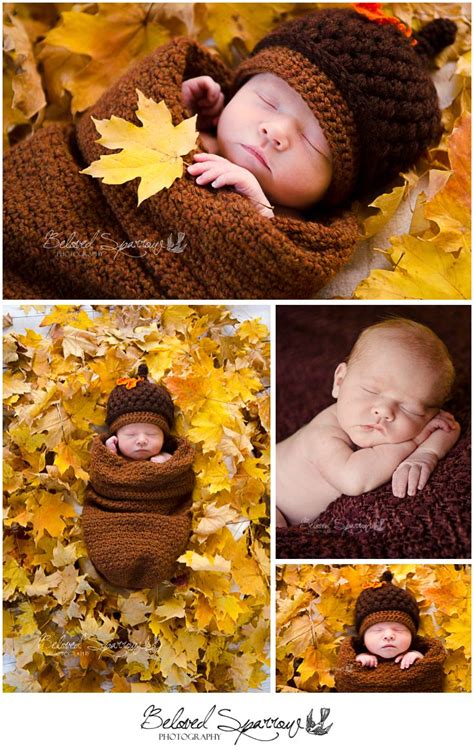 Fall Newborn Photo Ideas Crocheted Acorn Outfit Fall