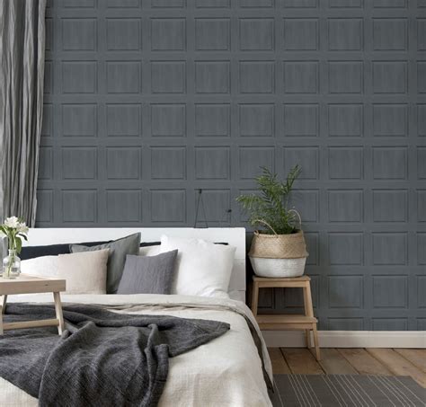 Arthouse Charcoal Grey Washed Panel Wallpaper Faux Paneling Effect