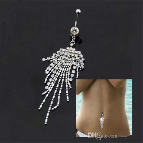 Silver Diamond Dangle Belly Button Ring With Cz Crystal Flower Sexy Navel Belly Button Piercing