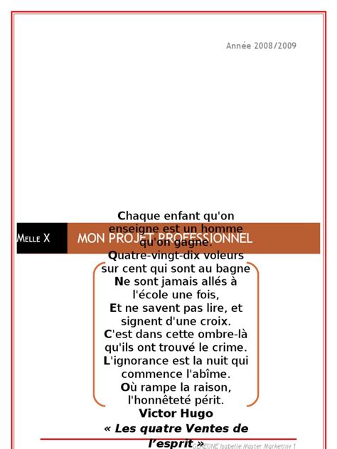 Exemple de Projet Professionnel  Enseignants  Apprentissage