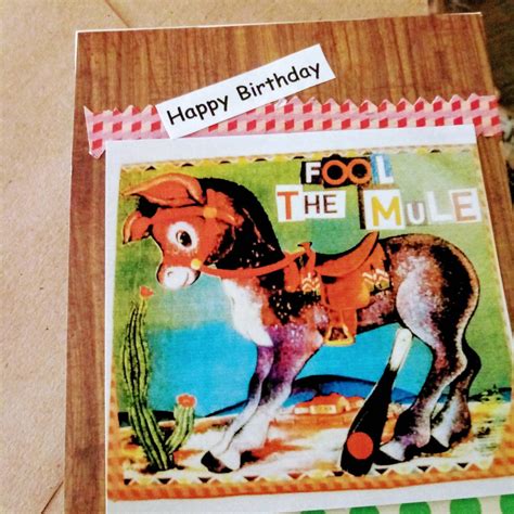 Funny Cards Happy Birthday Fool The Mule Blank Etsy